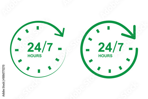 24 Hour and 24/7 Service Icons