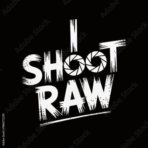 The image features a bold typographic design with the words 'I Shoot Raw'
