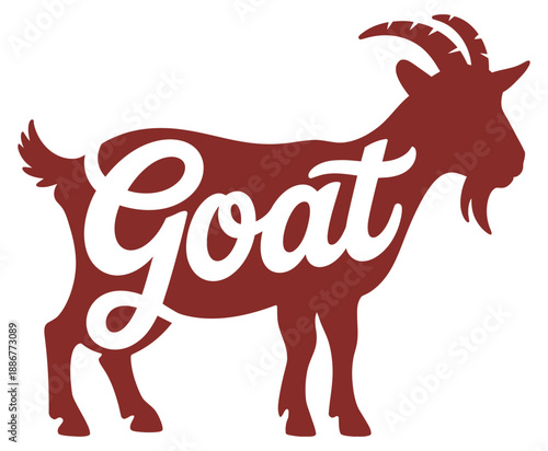 GOAT silhouette icon, strong animal vector, bold design symbolizing strength, power, determination, leadership, athletic concept, mountain goat illustration, logo and emblem graphic
