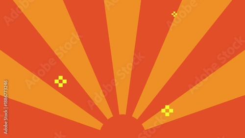 LEVEL UP on sunray background .pixel art .8 bit game.retro game. for game