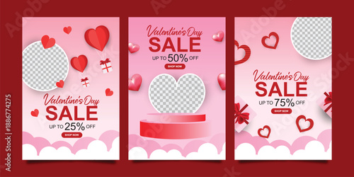 Happy valentine’s day sale banner template set