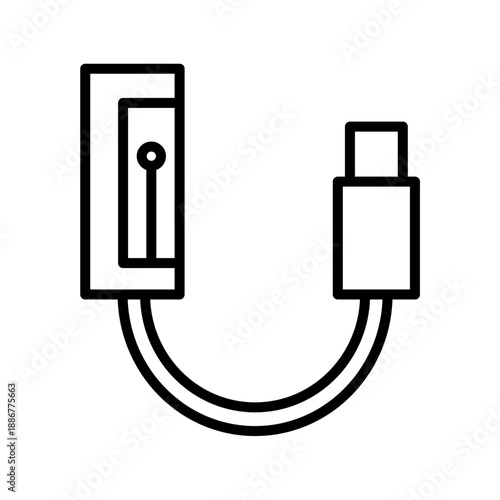 Audiophile Converter Dongle Music Icon Silhouette Vector Simple Stock Line Art