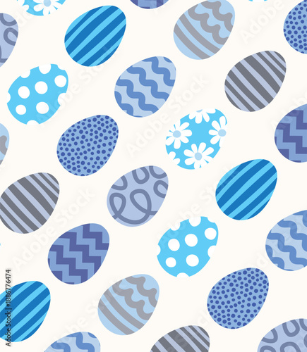 Cute easter eggs blue vector illustartion
