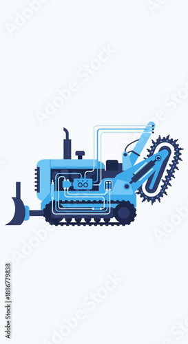 Industrial Tracked Trencher Machine Excavating For Modern Infrastructure Development