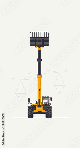 Industrial Yellow Telehandler Equipment Balancing Heavy Lifting And Justice