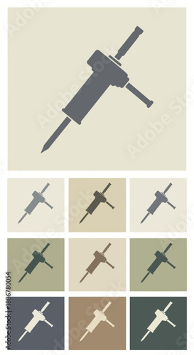 Industrial Jackhammer Demolition Tool Icon for Heavy Construction and Roadwork Projects