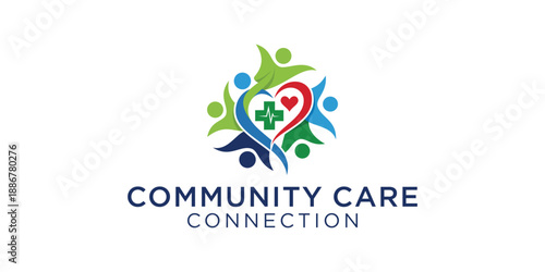 people care logo. peoples, love and healthcare  logo design inspiration