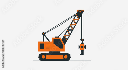 Industrial Pile Driver Equipment Illustration For Modern Construction Projects Digital Art