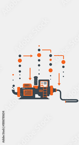 Industrial Process Control System With Data Flow And Automation Visualization Diagram Vector Art