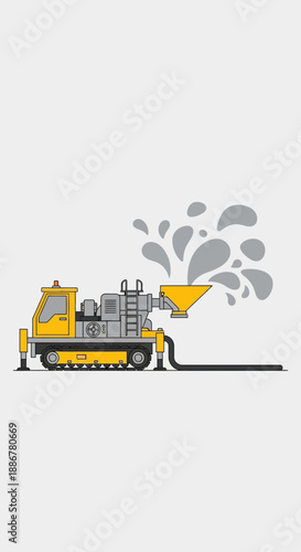 Industrial Pumping Equipment Pouring Material During Construction Project Vector Art