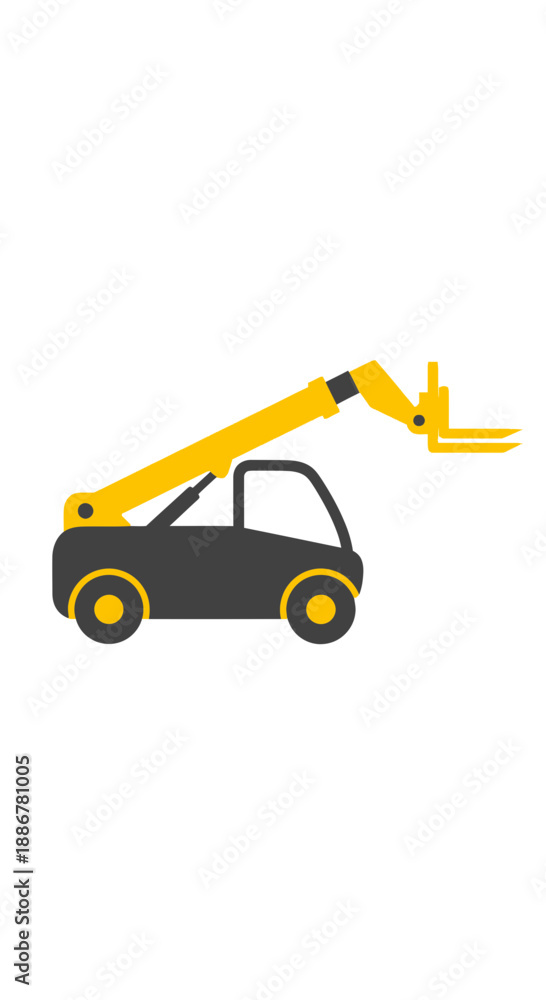 Naklejka premium Industrial Telehandler Lifting Equipment Icon Isolated White Background Graphic Design