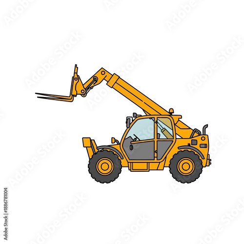 Industrial Telehandler Heavy Equipment For Construction Material Handling Operations Vector
