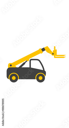 Industrial Telehandler Lifting Equipment Icon Isolated White Background Graphic Design