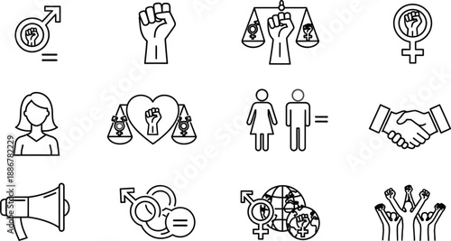 Diverse silhouette icons representing equality and partnership