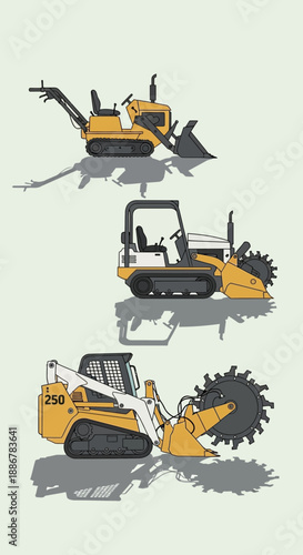 Modern Compact Construction Machinery For Groundwork And Trenching Operations Vector Art