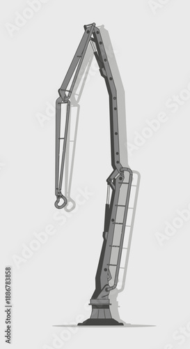 Modern Concrete Pump Boom Arm Vector Illustration Industrial Construction Equipment Design