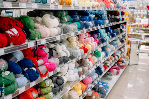 Colorful yarn in craft store