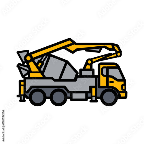 Modern Concrete Pump Truck Delivers Essential Materials To Busy Construction Site