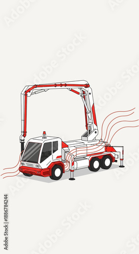 Modern Concrete Pump Truck Digital Illustration For Large Scale Building Projects