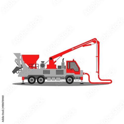 Modern Concrete Pump Truck Illustration For Construction Industry Projects Vector Art