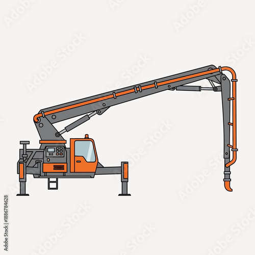 Modern Concrete Pump Truck Illustration For Heavy Construction Projects Site Equipment