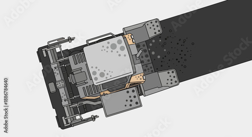Modern Asphalt Paver Machine Spreading Fresh Road Surface Infrastructure Development
