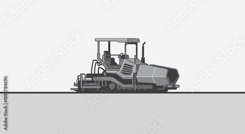 Modern Asphalt Paver Vehicle Vector Illustration For Road Construction Projects And Infrastructure