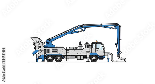 Modern Concrete Pump Truck Industrial Machinery For Construction Site Projects Vector Illustration