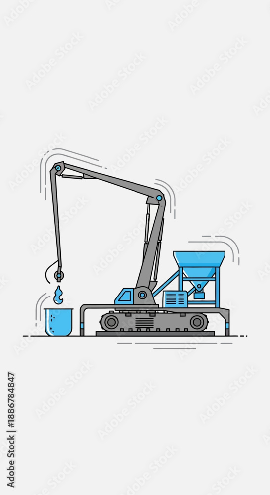 Obraz premium Modern Concrete Pump Truck Pouring Liquid On Construction Site Illustration Vector Art