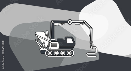 Modern Concrete Pump Truck Outline Illustration For Construction Industry Projects