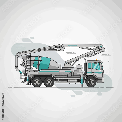 Modern Concrete Pump Truck Vector Art For Urban Construction And Infrastructure Development