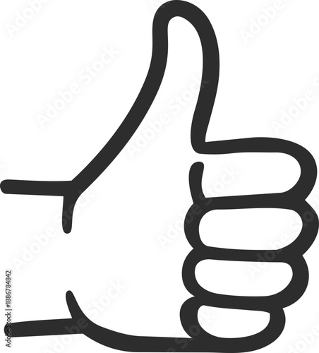 Thumbs Up Hand Gesture, Like and Approval Symbol, Simple and Minimal Line Hand Illustration
