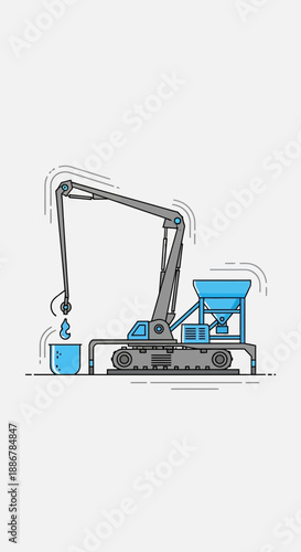 Modern Concrete Pump Truck Pouring Liquid On Construction Site Illustration Vector Art