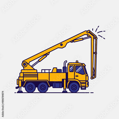 Modern Concrete Pump Truck Vector Illustration For Building Construction Projects