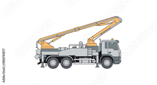 Modern Concrete Pump Truck Vector Graphic For Heavy Construction Site Equipment