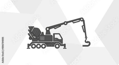 Modern Concrete Pump Truck Vector Illustration For Construction Projects And Urban Development
