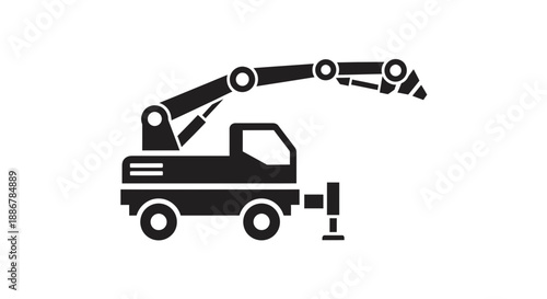 Modern Concrete Pump Truck Vector Icon Representing Essential Construction Site Machinery