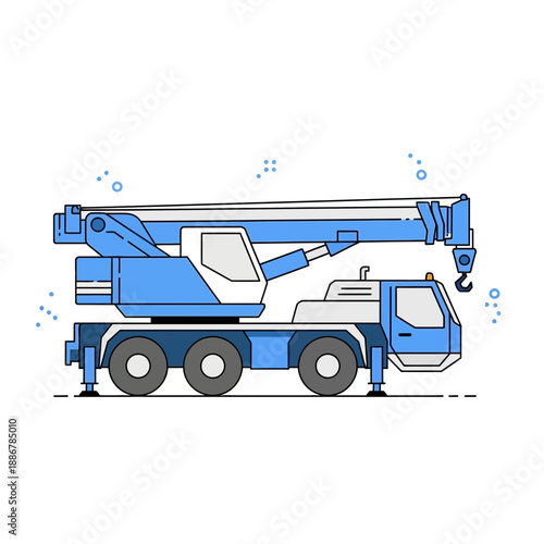 Modern Blue Mobile Crane Construction Vehicle Heavy Lifting Equipment Icon