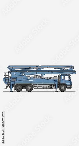 Modern Concrete Pump Truck With Extended Boom Arm Ready For Construction Projects