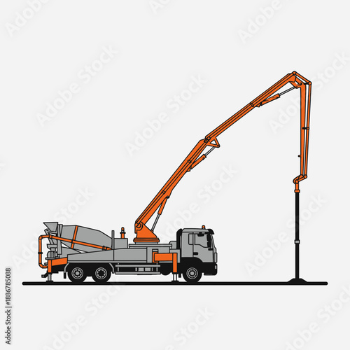 Modern Concrete Pump Truck With Extended Boom Arm Ready For Construction Projects