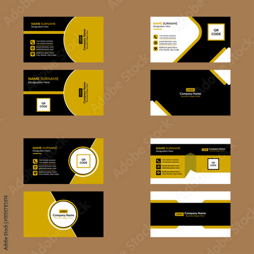 Modern Business Card Pattern in a Bundle of Four. Minimal Template Display for Promotion.