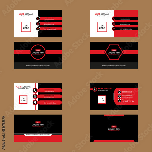 Modern Business Card Pattern in a Bundle of Four. Elegant Template Display for Promotion.