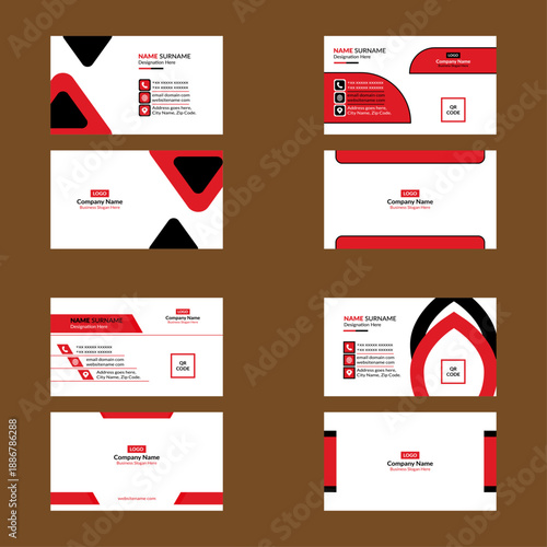 Modern Business Card Pattern in a Bundle of Four. Artistic Template Display for Promotion.