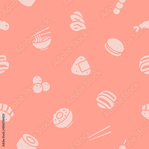 Cute Japanese food pattern background vector design