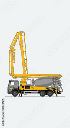 Modern Concrete Pump Truck With Extended Boom For Large Scale Construction