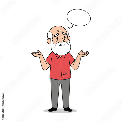 Thoughtful old man with confused expression
