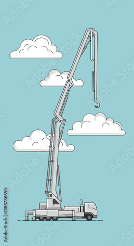 Modern Concrete Pump Truck With Extended Boom Reaching Skyward For Construction Projects