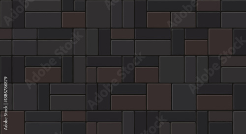 Modern Dark Interlocking Paving Stones Seamless Textured Background Geometric Pattern For Digital