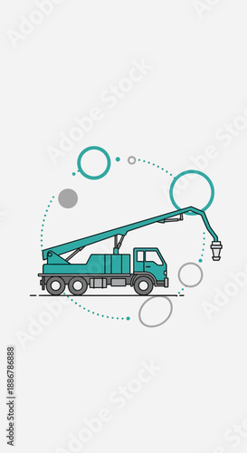 Modern Concrete Pumping Truck Illustrative Icon For Construction And Building Projects