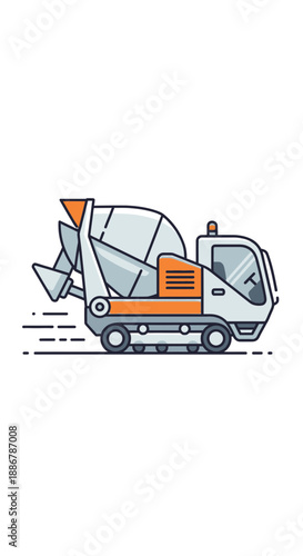 Modern Construction Cement Mixer Vehicle Illustration Delivering Essential Concrete Materials